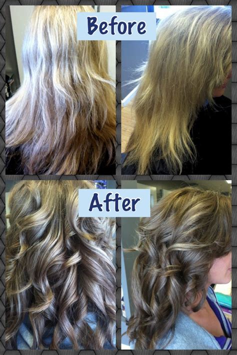 Consider getting a haircut to remove the ends that are likely suffering from the most damage. Dry damaged blonde to healthy caramel with highlights. # ...