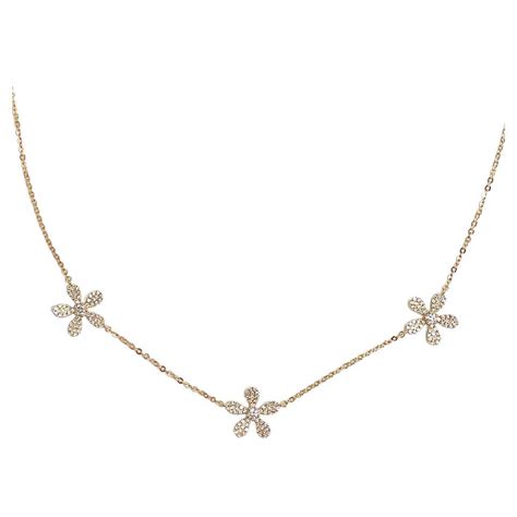 Diamond Gold Flower Necklace At 1stdibs