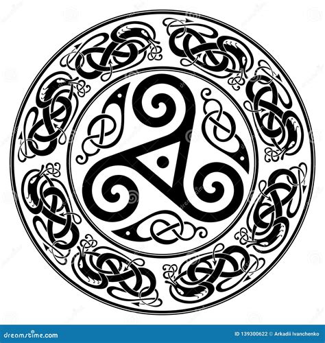 Round Celtic Design Triskele And Celtic Pattern Stock Vector