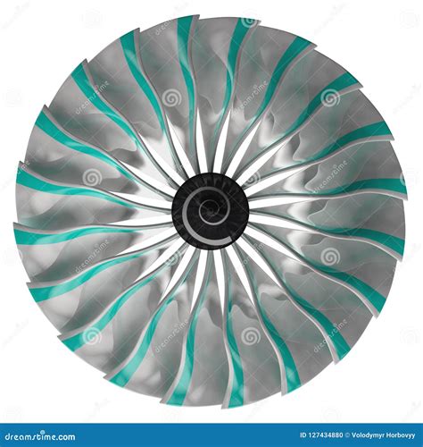 Jet Engine Turbine Blades Of Airplane 3d Render Stock Illustration