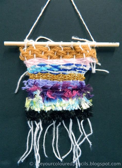 Use Your Coloured Pencils Cardboard Loom Weaving