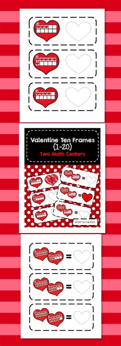 Two Valentine Ten Frames 1 20 Literacy Centers Fun Math Activities