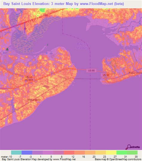 Elevation Of Bay Saint Louisus Elevation Map Topography Contour