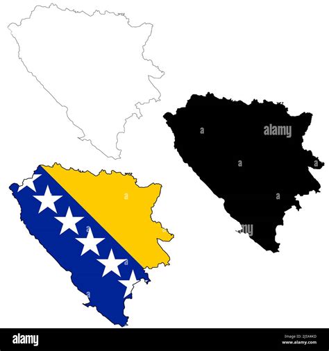 Mapa De La Bandera De Bosnia Y Herzegovina Esquema Mapa De Bosnia Y