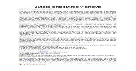 Juicio Ordinario Y Breve Pdf Document