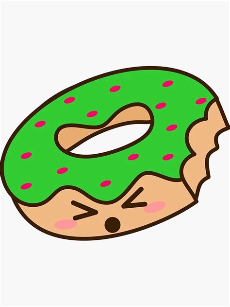 Yummy Happy Little Green Doughnut Sprinkle Sticker Sticker By