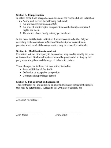 Chore Contract Pdf Form Fill Out And Sign Printable Pdf Template