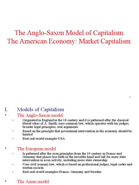 The Anglo Saxon Model Of Capitalism The American Economy Market