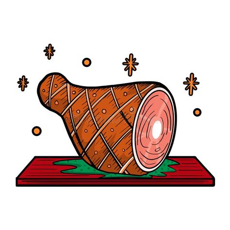 vector cartoon cute christmas ham illustration isolated stock vector illustration of meal