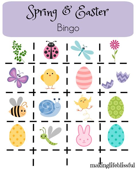 Printable Easter Bingo Cards For Kids