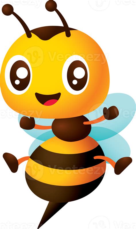 Cartoon Cute Bee Character Open Arms And Legs Wider With Smiling Cute