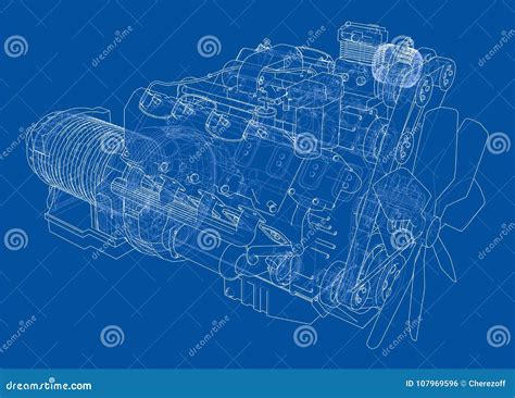 Car Engine Vector Rendering Of 3d Stock Vector Illustration Of Frame