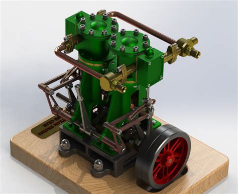 Vertical Twin Steam Engine With Reverse Gear 3d