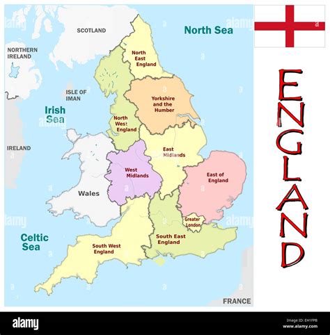 England Counties Map Banque Dimages Vectorielles Alamy