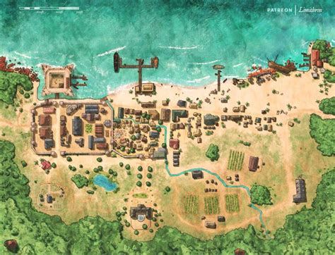 Nassau Town Tropical Pirate Port City Rpg Map Fantasy City Map