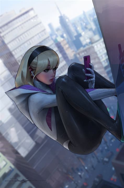 Spider Gwen And Gwen Stacy Marvel And 1 More Drawn By Jee Hyung Lee