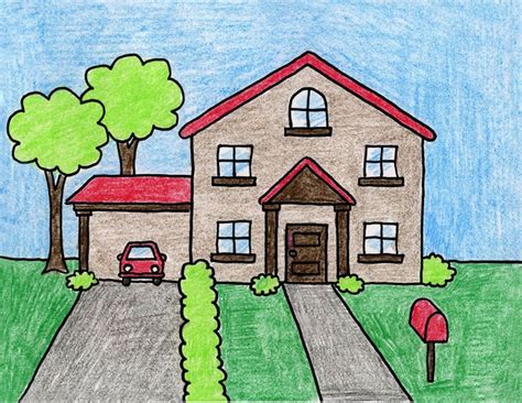Easy How To Draw A Country House Tutorial And Coloring Page Scenery