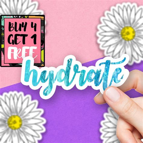 Hydrate Sticker Word Sticker Water Quote Stickers Laptop Etsy