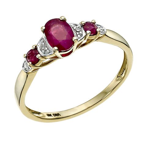 Shop with afterpay on eligible items. 9ct Yellow Gold Diamond & Treated Ruby Ring | H.Samuel