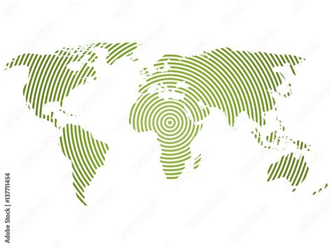 Vettoriale Stock World Map Of Green Concentric Rings On White
