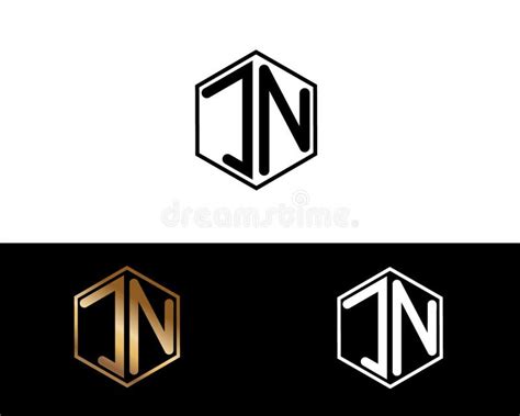 Jn Letters Linked With Hexagon Shape Logo Stock Vector Illustration