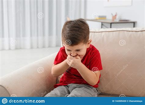 Little Boy Suffering From Nausea Stock Photo Image Of Caucasian