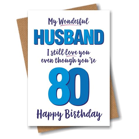 Funny 80th Birthday Card For Wonderful Husband Age 80 Eighty Etsy Uk