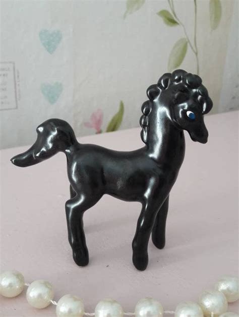 Black Horse Figurine Porcelain Pony Ornament Horse Etsy Horse