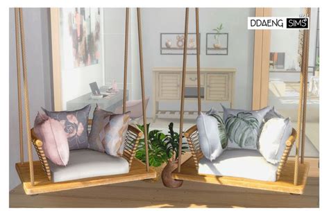 Natural Hanging Chair Ddaeng Sims On Patreon In 2021 Sims 4 Bedroom