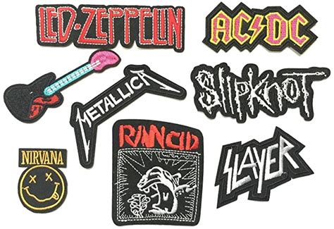 set patch of iron on band patches rock music band 7 led zeppelin patch ac dc acdc patch