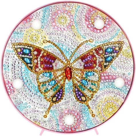 Butterfly 5d Diamond Painting Kits Diy Led Night Light Full Drill Crystal Rhinestone Night Lamp