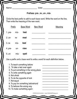 Prefix Suffix Worksheet For Grade