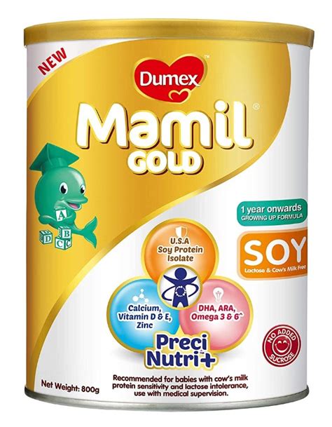 Note that soy contains high levels of isoflavones (which may alter hormones, though no statistically significant data has. Dumex Mamil Gold , Soy Growing Up Milk Formula 1 Year ...