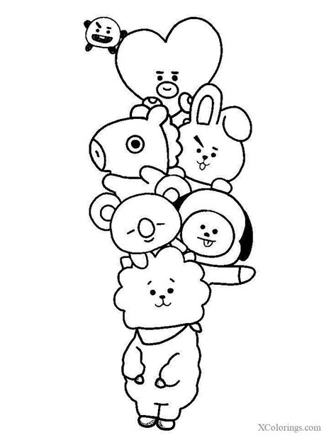 Bt21 Coloring Pages Outline Easy Doodles Drawings Doodle Art Drawing