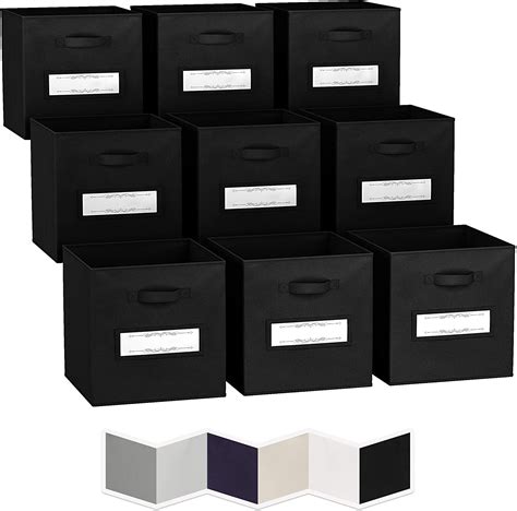 13x13 Large Storage Cubes Set Of 9 Fabric Storage Bins With Label Window Cube Storage Bins
