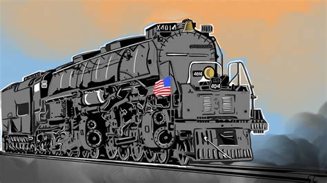 Union Pacific Big Boy Locomotive Drawing On Android I Artist Munda