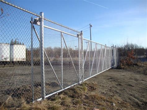 Chain Link Slide Gate On Cantilever Rollers Reliable Fence
