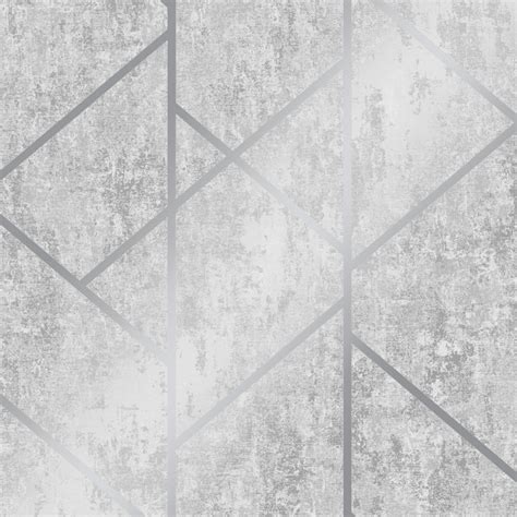 Milan Geo Metallic Wallpaper Grey Silver Wallpaper From