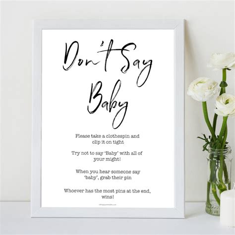 Don T Say Baby Shower Game Printable Dont Say Baby 8x10 Clothes Pin