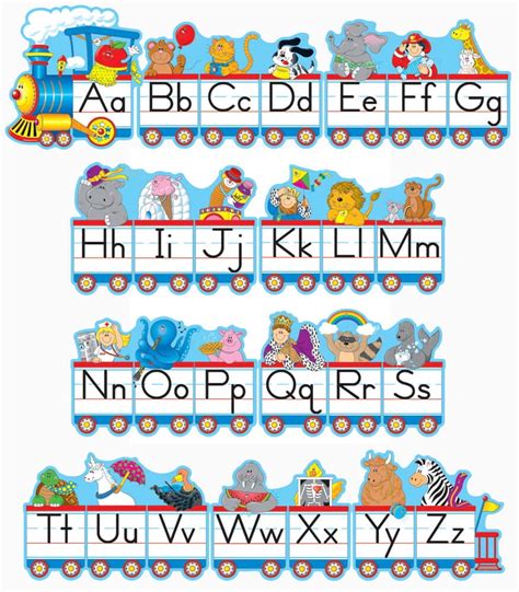 carson dellosa education alphabet train 1 train and 2 illustrations per letter