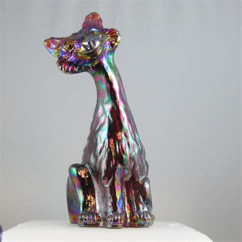 Fenton Red Amberina Alley Cat Carnival Glass Figurine Carnival Glass