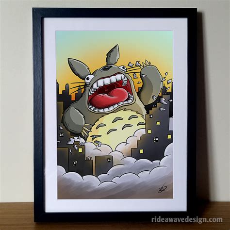 Totoro Art Print Studio Ghibli Illustration Ride A Wave Design