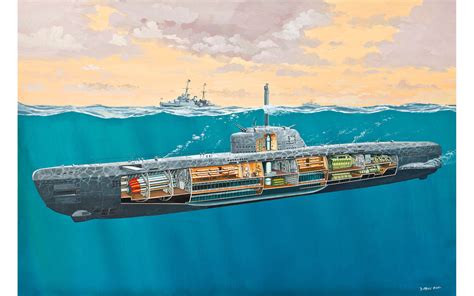 Submarine U Boot Type Xxi U 2540 And Interior Revell 05078