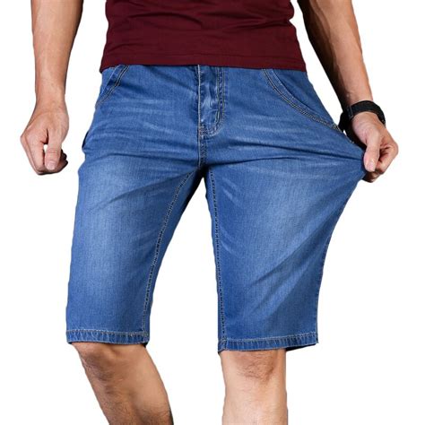 Summer New Men Business Denim Shorts Fashion Casual Stretch Slim Blue Thin Short Jeans Male