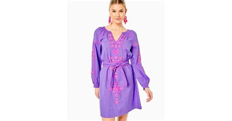 Lilly Pulitzer Cotton Womens Cammie Embroidered Dress In Purple Lyst