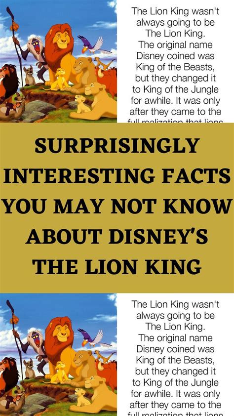 Disney Musical Lion King Beast Fun Facts Musicals Playbill