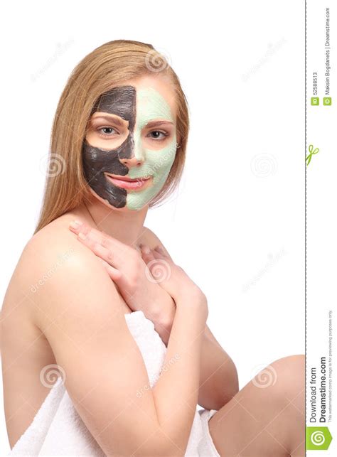 Young Beautiful Woman Receiving Facial Massage And Spa Treatment Stock Image Image Of Applying