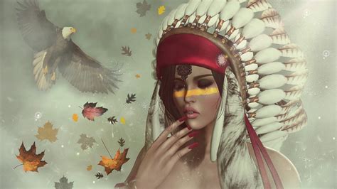 1920x1080 Red Luminos Pasare Indian Eagle Mist Fantasy Girl