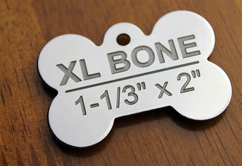 Deep Engraved Stainless Steel Pet Id Tag Xl Bone 1 13 X 2