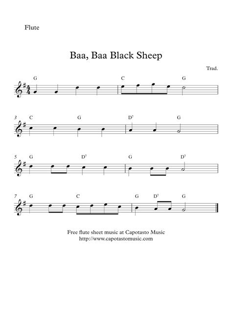 Printable Sheet Music For Easy Flute Baa Baa Black Sheep